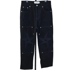 House of Sunny  Womens Shooting Star Slouchy Jeans Size Medium Black High Rise